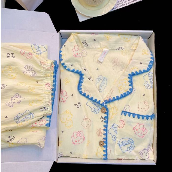 Chatter en vivo explosión con cojín de pecho primavera y otoño dulce nubes algodón de manga larga pijama de niñas estudiantes set de ropa de hogar