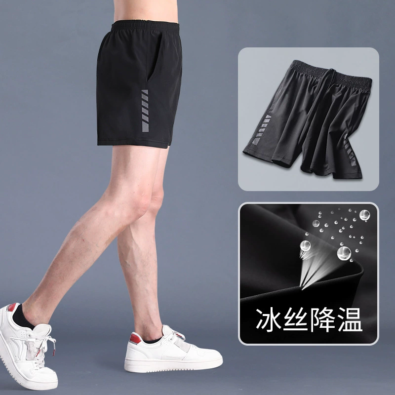Летние спортивные шорты для мужчин и женщин, быстросохнущие повседневные брюки с пятью точками, черная верхняя одежда большого размера, тонкие большие брюки, внешняя торговля.