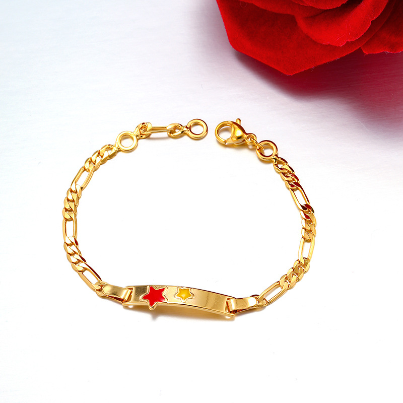 Xuping aleación de cobre chapado 24k marca cuadrada geométrica estrella de pentaco goteo serie de ganchos de langosta pulsera de niños al por mayor
