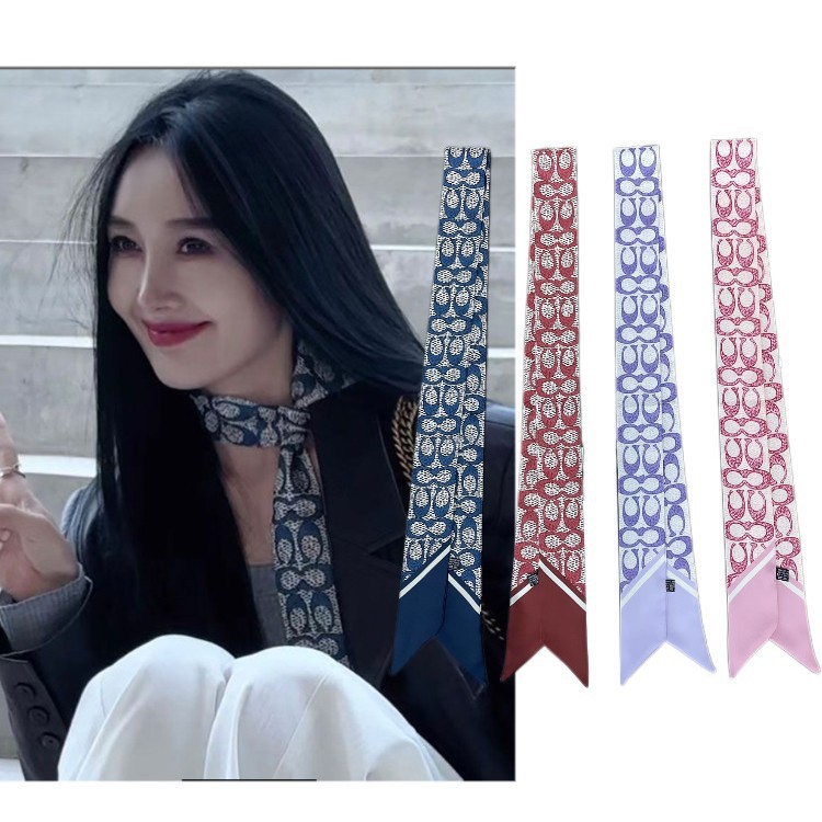 새로운 패션 예술적 스카프 기하학적 패턴 타이 백 장식 고급 리본 작은 스카프 헤어 벨트 리본 도매