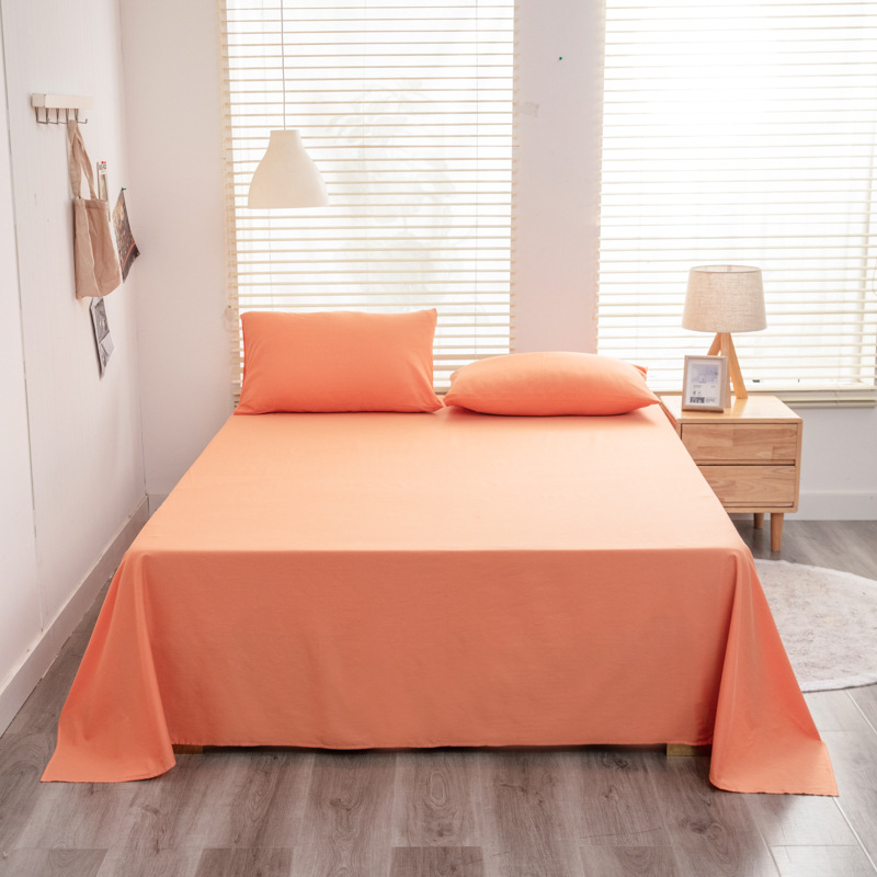 Sábanas de estilo japonés de algodón sólido de color sólido, sábanas de agua de lavado de piel, sábanas de cama de algodón sólido desnudo para dormir se pueden personalizar como una sola pieza de sábanas de grado madre e infante.