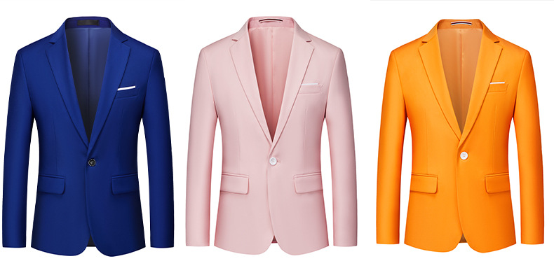 Costum bărbătesc roz, sacou dintr-o singură piesă pentru afaceri și timp liber, versiune coreeană costum slim fit mic_voghion.com