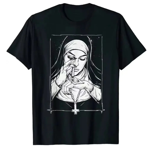 New Take Drugs Nun Men's 3D Printed Harajuku Casual Summer Cool T-Shirt_viptrois.com