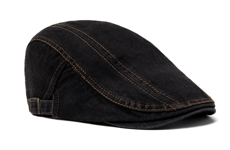 Berretto in denim lavato da uomo primaverile e autunnale, cappello a becco d'anatra in puro cotone con protezione solare, cappello femminile in stile britannico_voghion.com