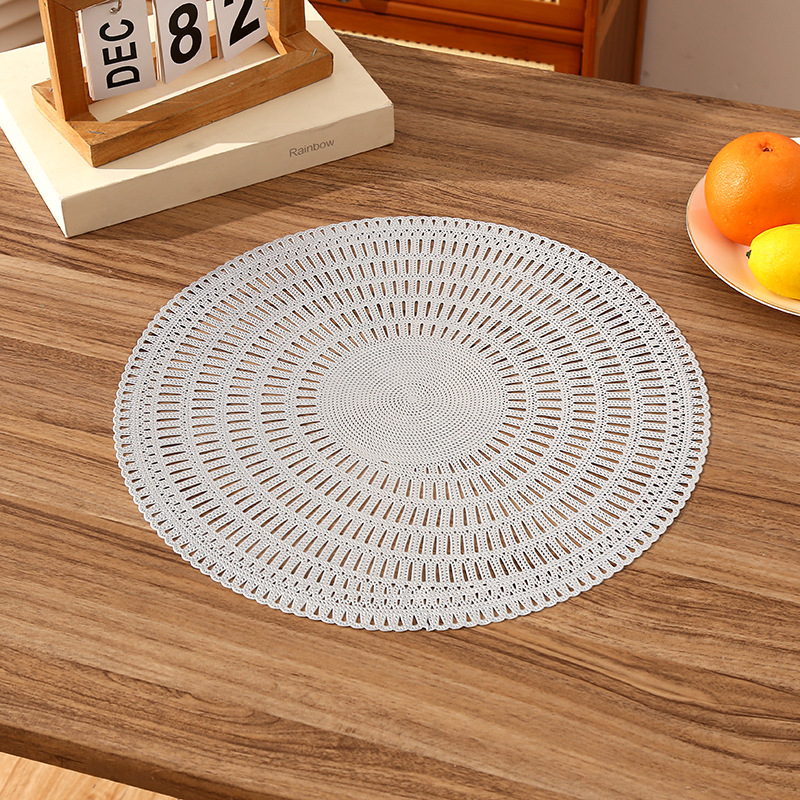 Transfronterizo Amazon francés romántico redondo mantel de PVC creativo hueco de alta gama ligero cojín de aislamiento térmico de restaurante de lujo