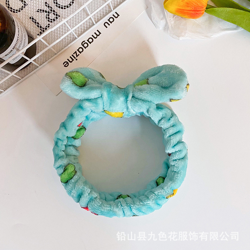 Diadema con lazo impreso creativo europeo y americano, diadema de felpa, tocador para mujer, tocado de maquillaje, diadema de franela, accesorios para el cabello