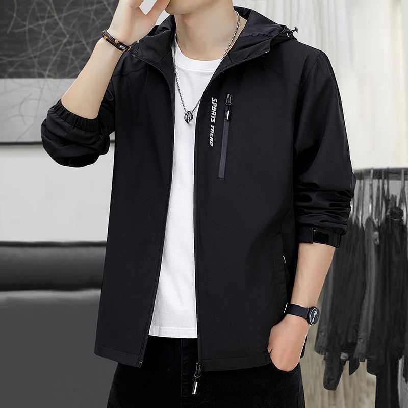 Jacket Men's Spring and Autumn Casual Trendy Brand Windproof Men's Rush Clothes Outdoor Hiking Mountain Climbing Windbreaker Hooded Jacket