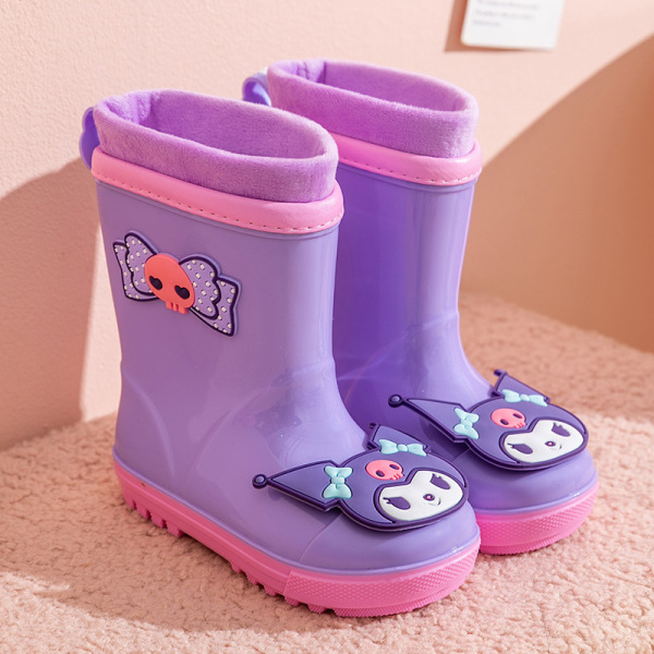 Sanrio Children's Velvet Cover Rain Shoes Boys Winter Detachable Velvet Inner Non-slip Rain Boots Girls Outer Wearing Warm Water Shoes