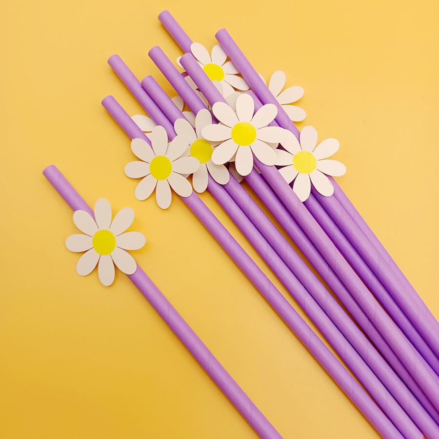 Fábrica en stock al por mayor partido creativo paja decoración serie con tarjeta pequeña flor Margarita papel paja creativa