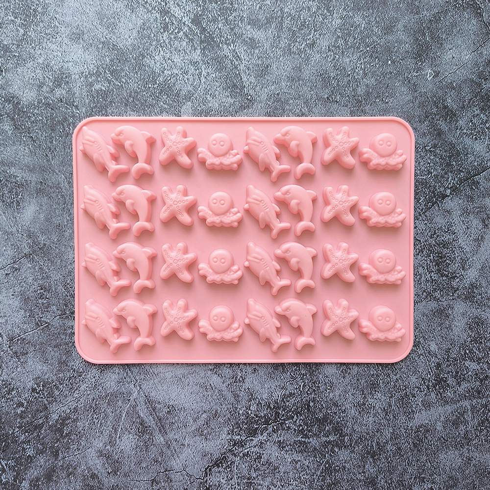 32 agujeros estrella de mar 335 chocolate molde de silicona molde de rejilla de hielo molde de galletas dulces pudín molde de horneado