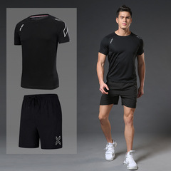 Men's sporty casual fitness suit short-sleeved fitness quick-dry top sports shorts summer running training suit