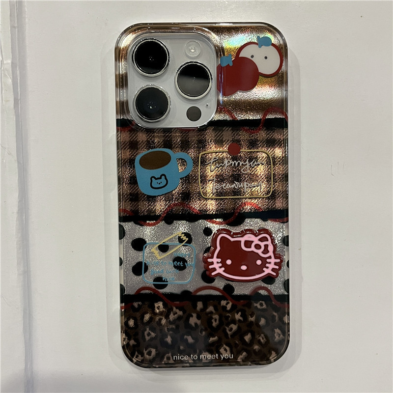 Niña con costura a cuadros tridimensional kt para iPhone16ProMax funda para teléfono móvil 13 Apple 15/14 nuevo