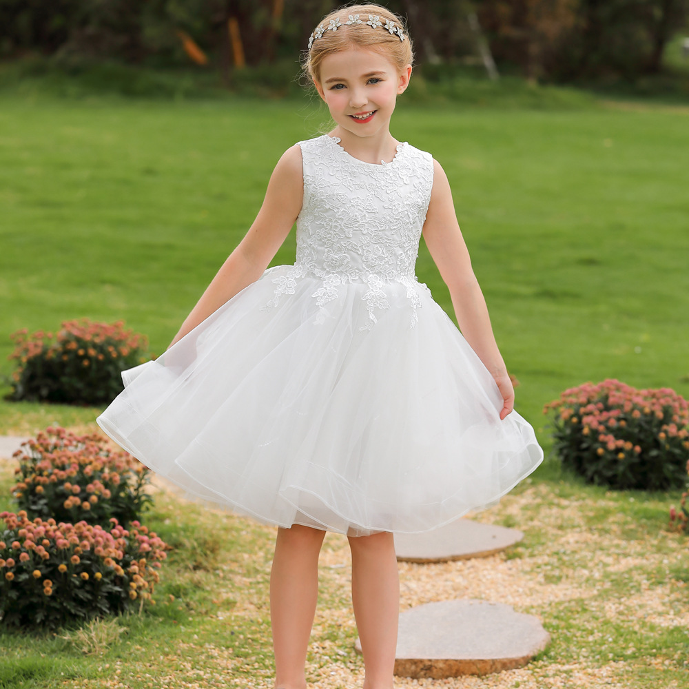 Kinder-Spitzen-Tutu-Rock mit Reißverschluss, Blumenkleid, festliche Kleidung, Mädchen-Kleinkindkleidung im Alter von 3-7 Jahren_voghion.com