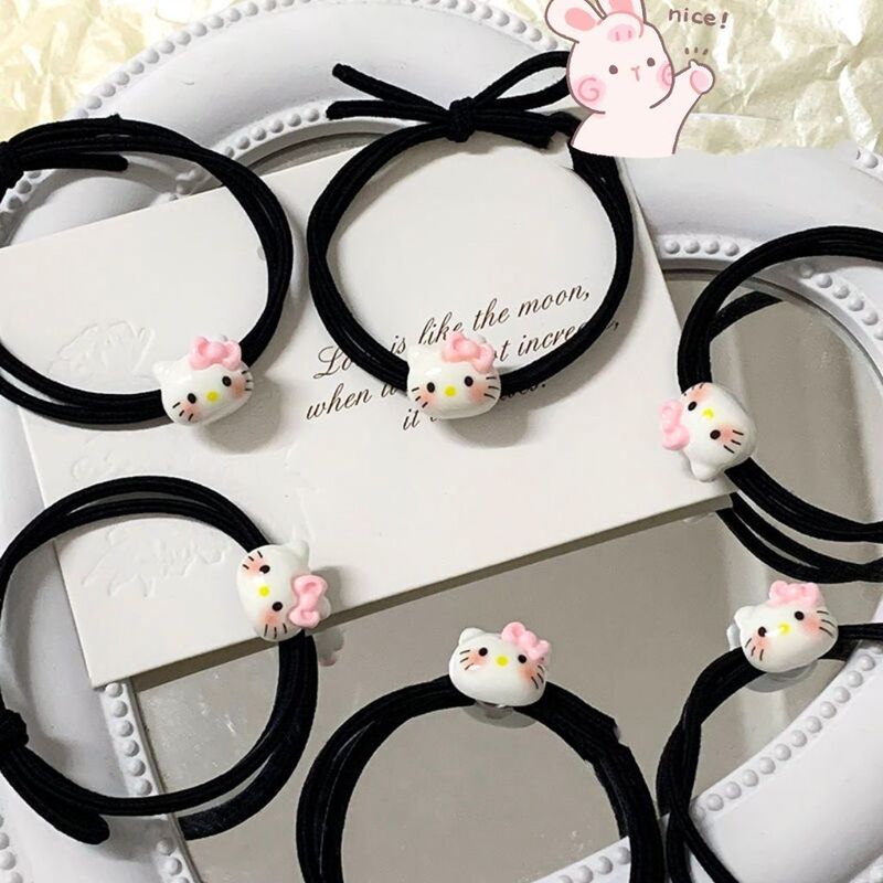 Cute KT Cat Hair Rope Simple Ins Girl's Head Rope Couple's Best Friend Bracelet Small Rubber Band for Boyfriend Mori Hair Ring