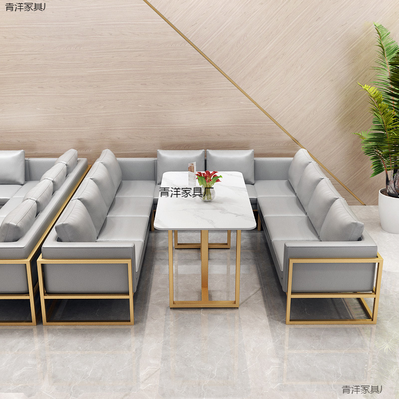 Nórdico Bar Bar Sofá Lounge Casual Sofá Comercial Sofá de cuero Mesa de té Mesa de comedor
