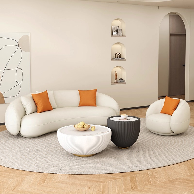 Salón de belleza sofá sala de estar recepción creativa tienda de ropa estilo crema sofá pequeño sala de estar apartamento pequeño moderno y simple