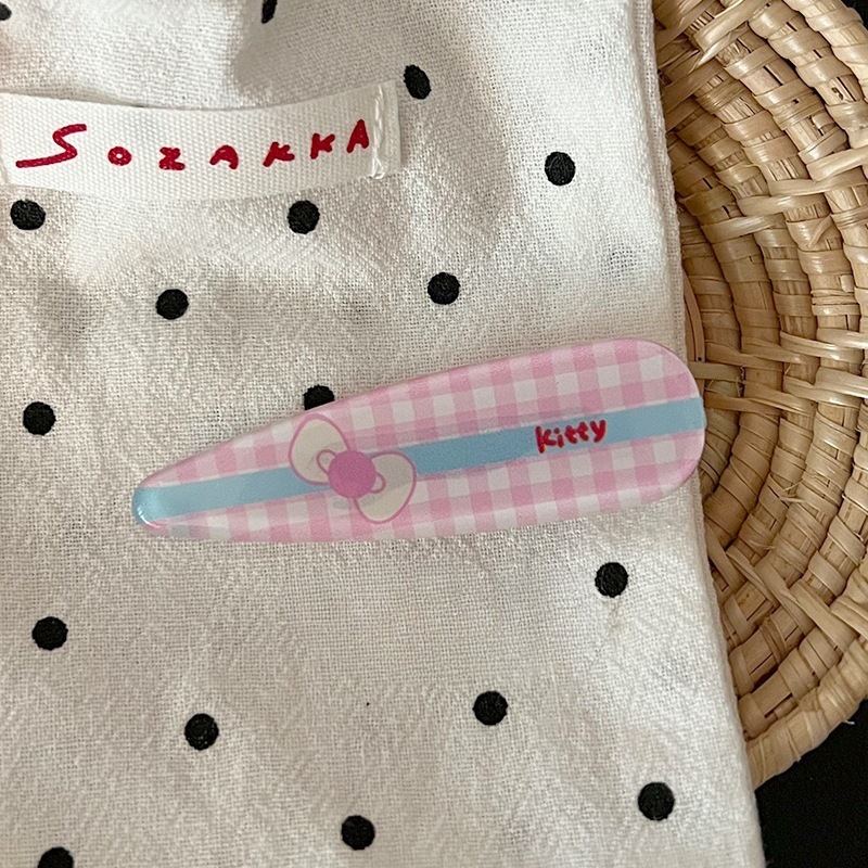 新款卡通发夹奶油甜妹风侧边刘海碎发夹可爱甜美少女心格纹发卡|undefined