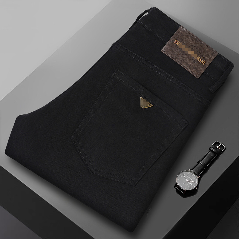Light Luxury Brand Autumn and Winter New Solid Color Casual Jeans Men's Slim Straight Foreign Trade Trendy Fashion Pants