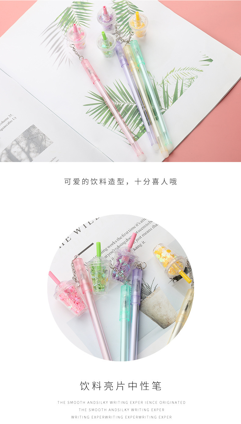 Korean Instagram creative girl heart milk tea cup pendant gel pen simple and cute student practice pen water pen wholesale pic 5