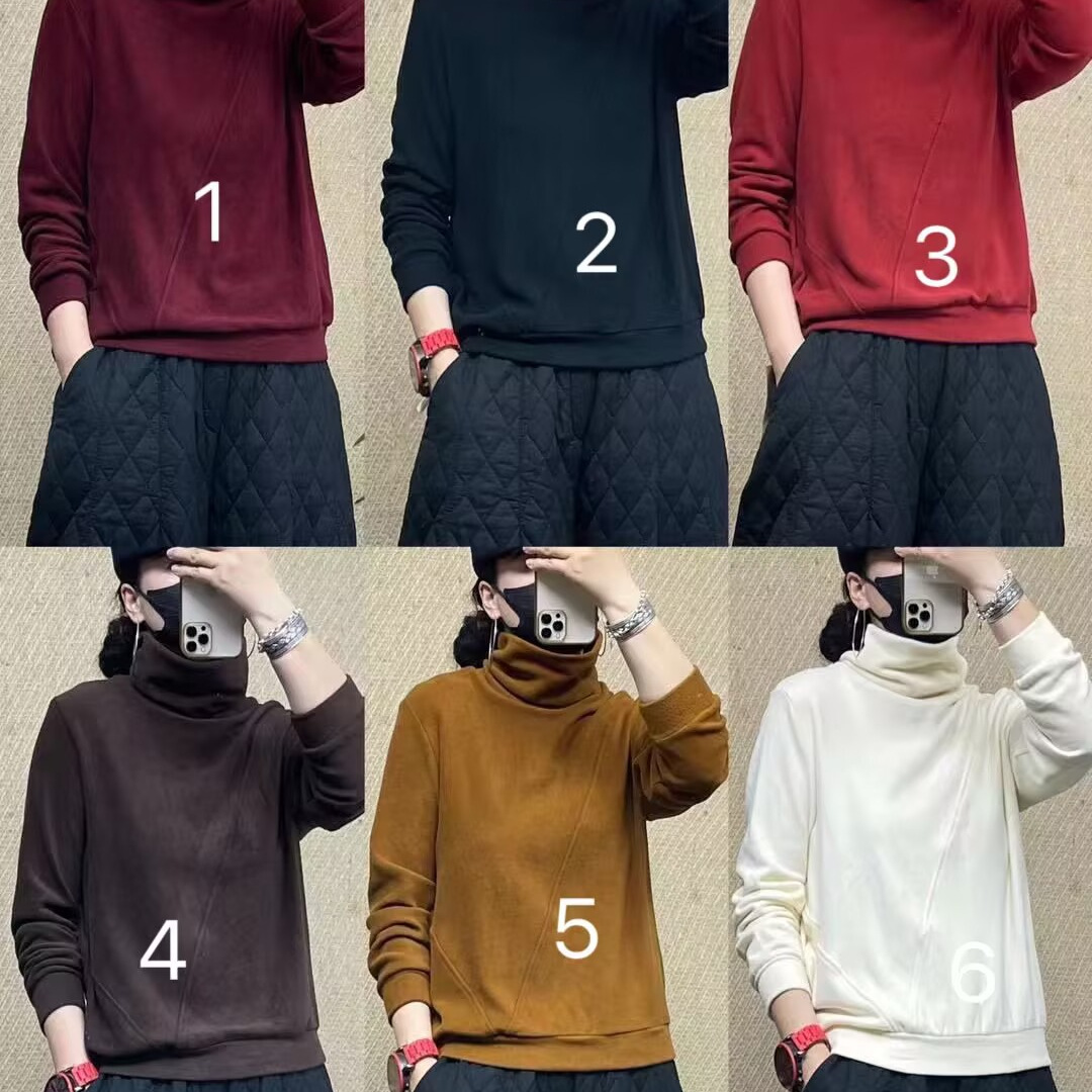 겨울 새로운 도착 짧은 풀오버 셔츠 티셔츠 캐주얼 탑 예술적 레트로 루즈베이스 셔츠 2571