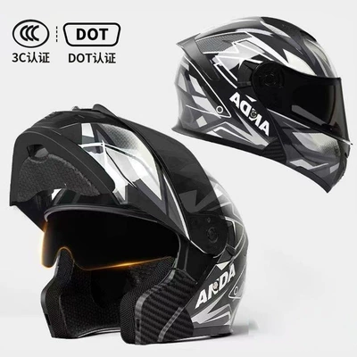 Motosiklet kaskı (dəbilqə) — Vehicle Off-Road Riding Safety Helmets - white-warcraft-dot3c-certified-black-tea-mirror-hd-mirror-m54-56-head-circumference