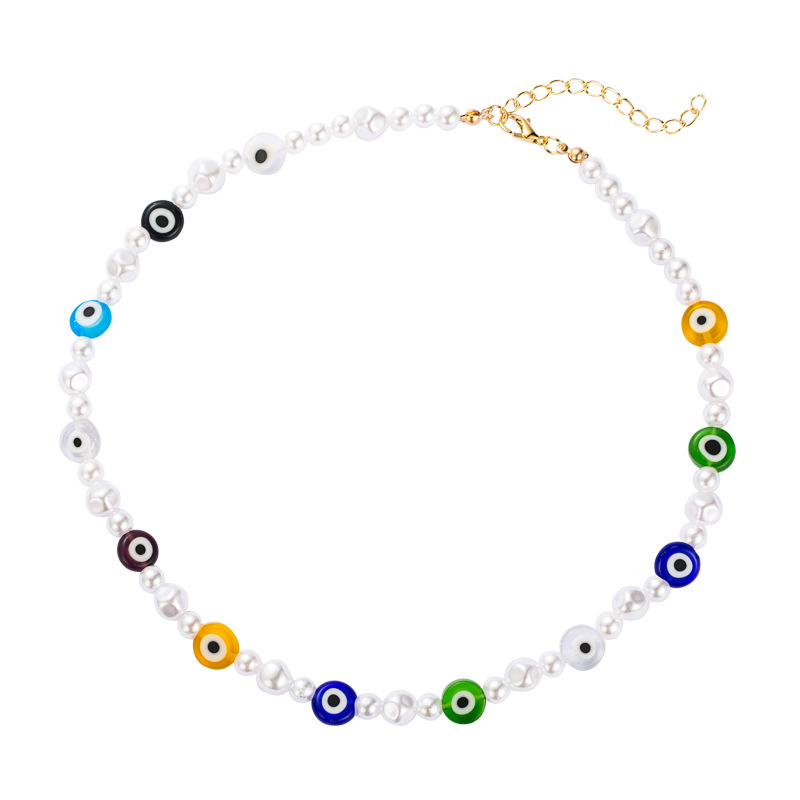 Fashion Geometric Pearl Devil's Eye Resin Necklace Wholesale display picture 6