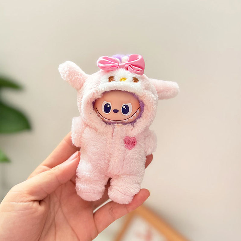 迷你版4.0LABUBU搪胶脸毛绒盲盒玩偶衣服圣诞套装小鼻嘎心底密码|undefined