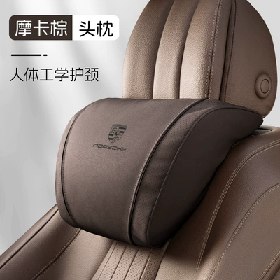 Panamera Car Neck Pillows, Headrest - k-type-suede-mocha-brown-porsche-headrest-single-pack