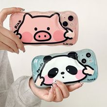 日韩可爱捏捏小猪适用iPhone14pro/15ProMax手机壳12苹果13熊猫14