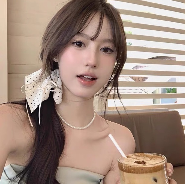 韓国水玉模様のリボンヘアバンド女性用、フレンチエレガントで高級なポニーテールリボンヘアバンド、スクエアスカーフヘッドアクセサリー|undefined