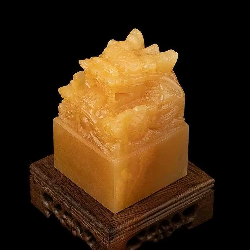 玉石盘龙玉玺堂口印仙家印章摆件传国玉玺办公礼品中式桌面摆件