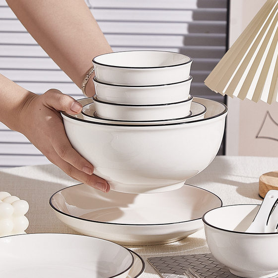 Underglaze color 2025 new ceramic dishes suit household high color value ceramic dishes rice plate simple noodle bowl soup bowl