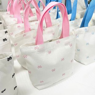 New Arrival Bow Printed Hand Gift Tote Bag Large Capacity Hand Bag Exquisite Simple Canvas Bag Cloth Bag