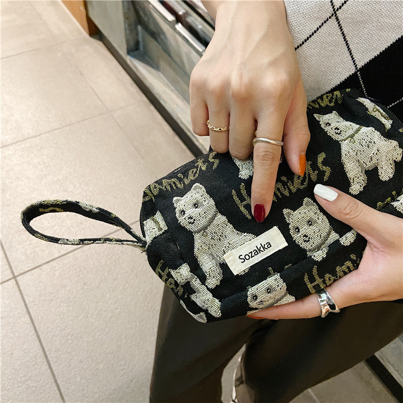 13311 checkered color-blocking large-capacity cosmetic bag, women's leopard print fashionable clutch, canvas storage bag wholesale undefined