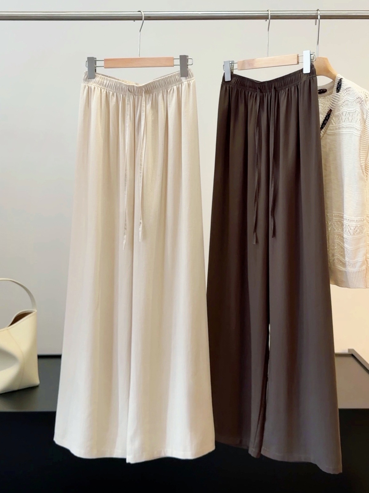 Women's High-Waisted Wide Leg Pants Style Cotton Linen Drawstring Slimming Casual Trousers Versatile Thin Summer_ecoleips.com