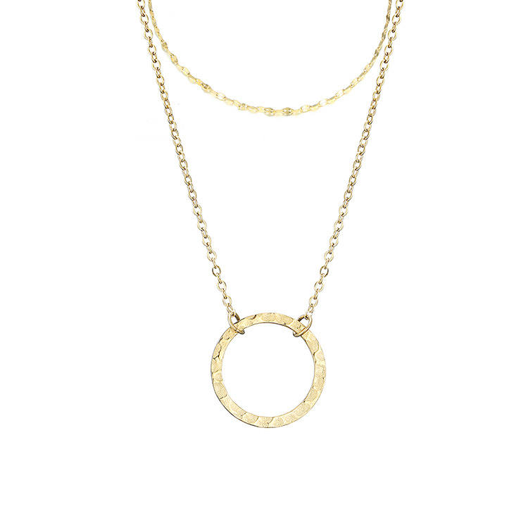 Stainless Steel 14K Gold Plated Rose Gold Plated Lady Circle Layered Necklaces Pendant Necklace display picture 2