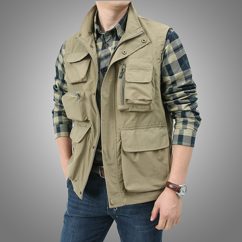 Men's Casual Multi-functional Vest Waterproof Quick-drying Outdoor Sports Photography Casual Vest Large Size Vest Jacket Trendy