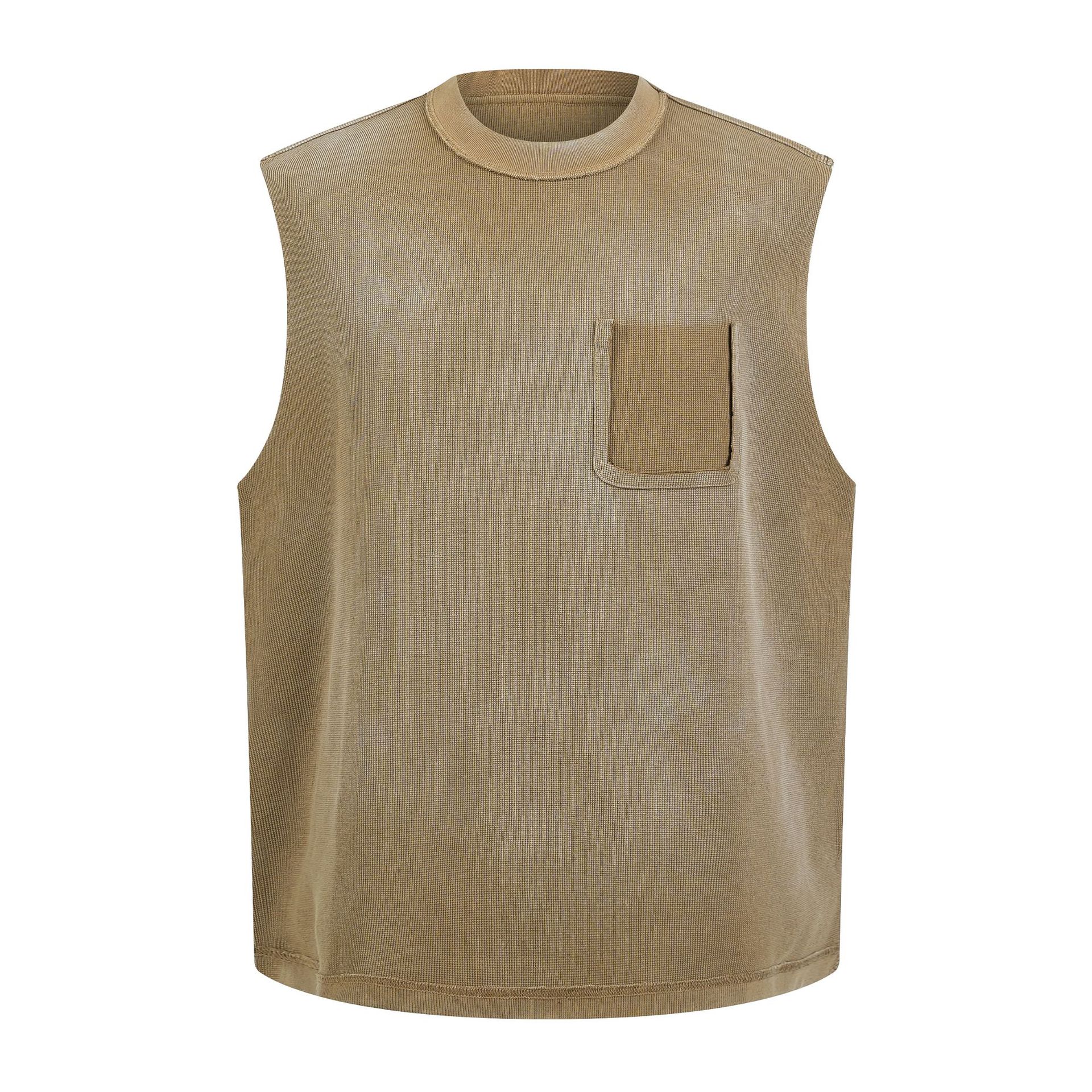 Chaleco Ajustado Lavado para Hombre de Mezcla de Algodón, Transpirable y Suave, para Uso Casual