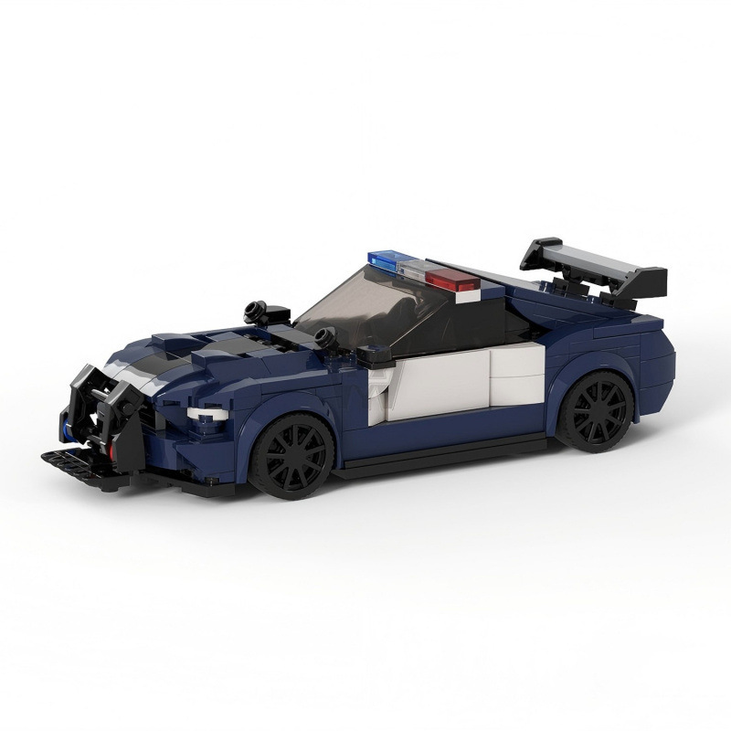 Cross-border MOC building block 93291-Mustang police car small particle model speed champion compatible with Lego 8 grid car