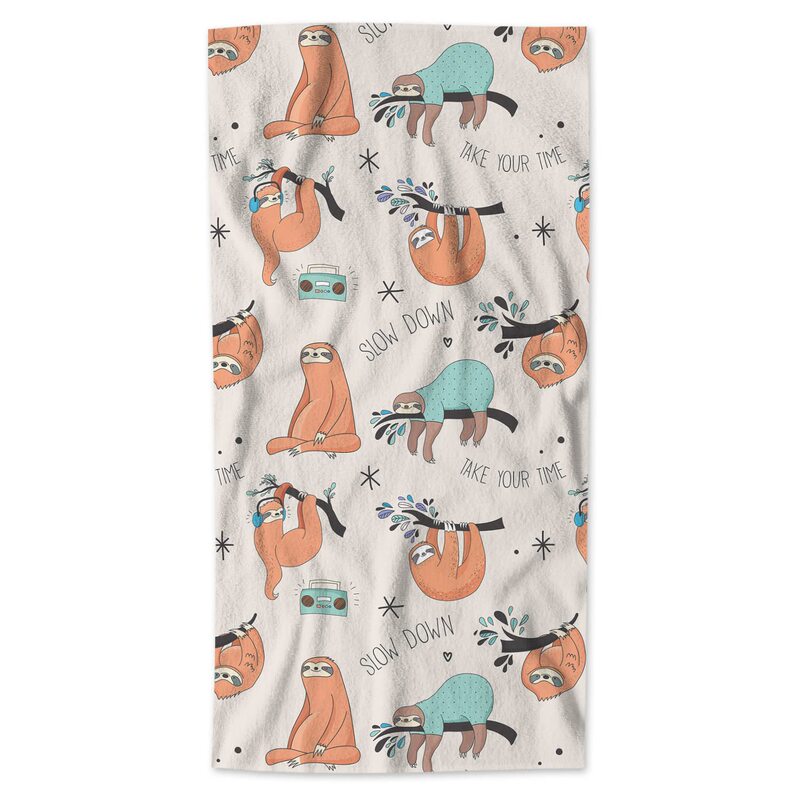 Cute sloth pattern beach towel on the branch seaside swimming bath towel fitness towel factory outlet Cute sloth pattern beach towel on the branch seaside swimming bath towel fitness towel factory outlet