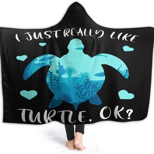 Cross-border Turtle Color Mushroom Wearable Hooded Blanket, Home Hooded Lazy Blanket Flannel Factory Outlet