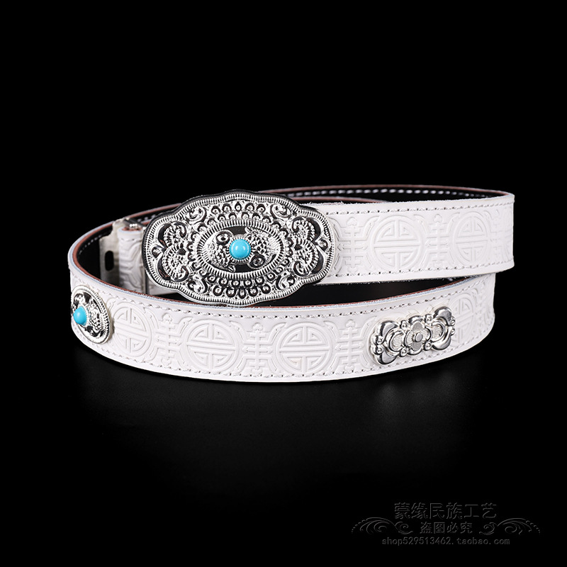 蒙古腰带女款蒙古元素皮带纯牛皮压花生活牛仔裤腰带个性复古时尚