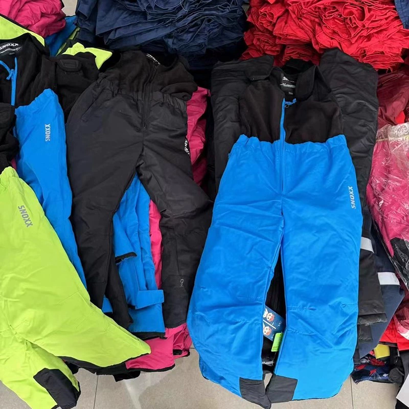 Детские цельные лыжные штаны для внешней торговли, детские флисовые утолщенные детские нагрудники, хлопковые штаны, ветрозащитные водонепроницаемые штаны для мальчиков и девочек