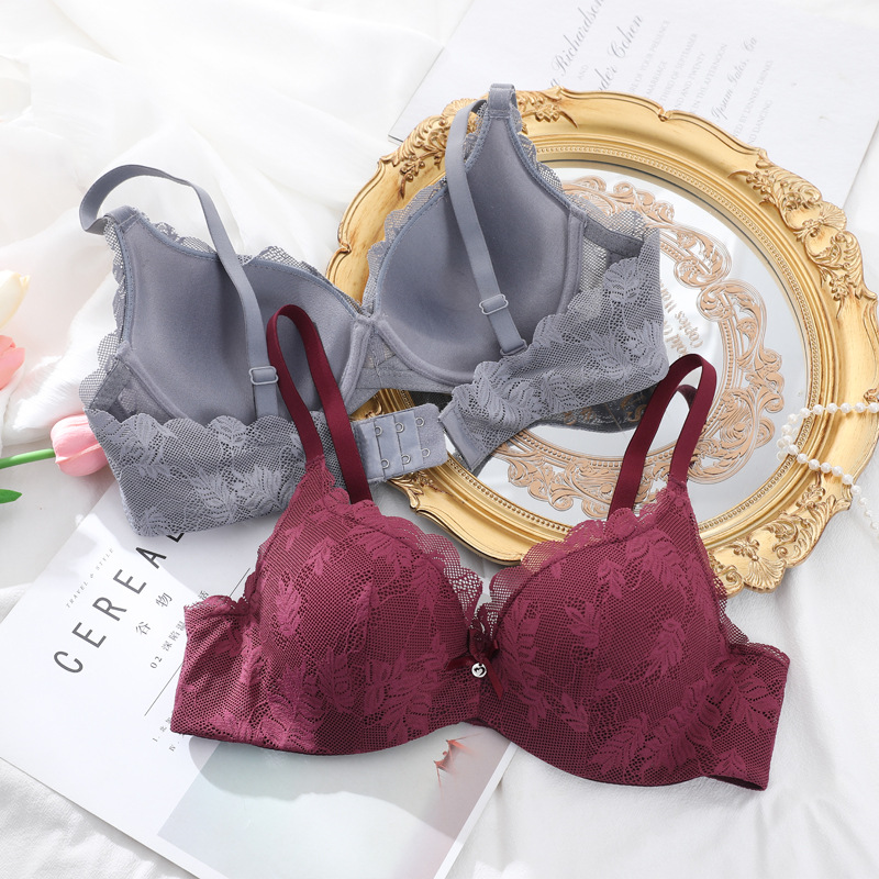 Fábrica ajustable en el sitio de damas sujetador de encaje sexy superior delgado bajo grueso reunido sobre el bra anti-caída sureste image 4