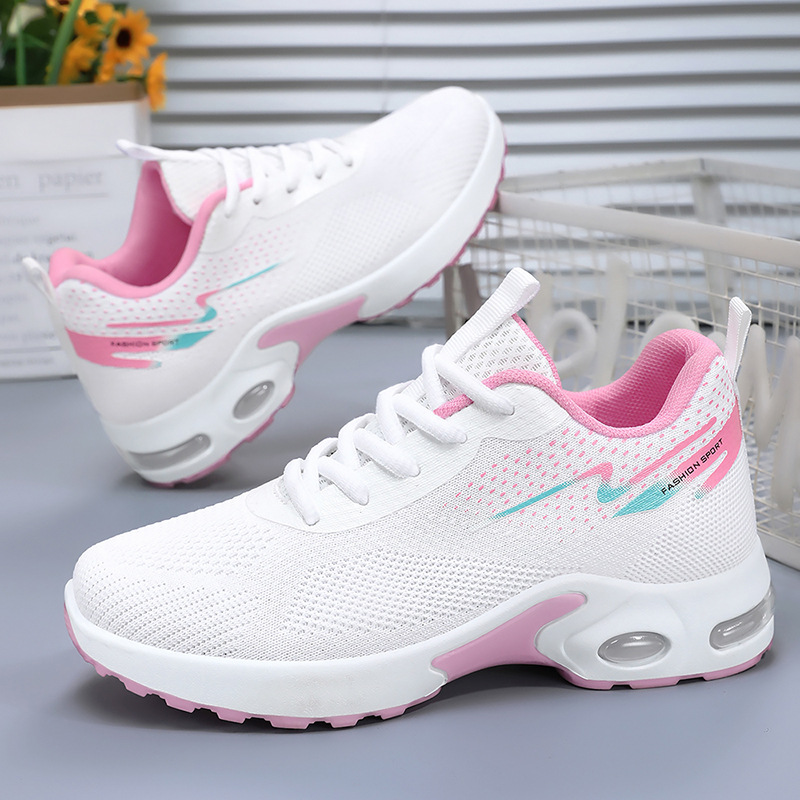 women‘s shoes 2025 spring and autumn new cushion sports flyknit casual shoes manufacturers soft bottom breathable foreign trade breathable shoes women