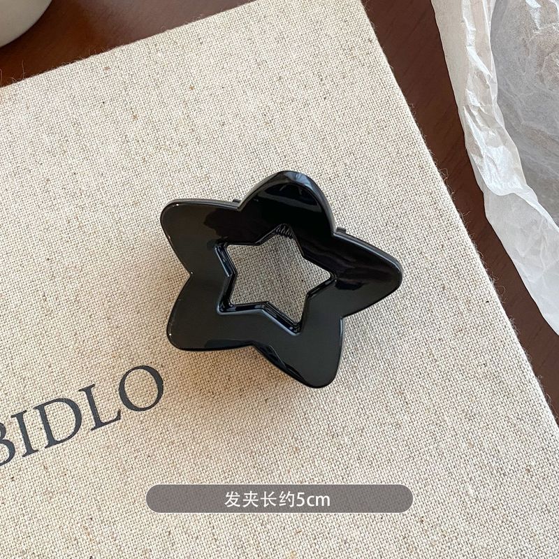镂空五角星星小号发夹女高马尾盘发后脑勺鲨鱼夹子迷你半抓发抓夹|undefined
