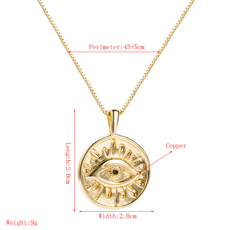 simple round demon eye pendant copper necklace