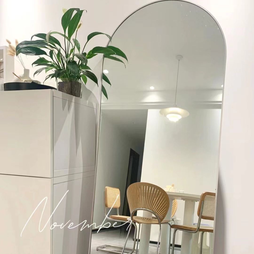 Full-body floor mirror simple girl round corner home dressing mirror horizontal dressing student dormitory clothing store mirror 