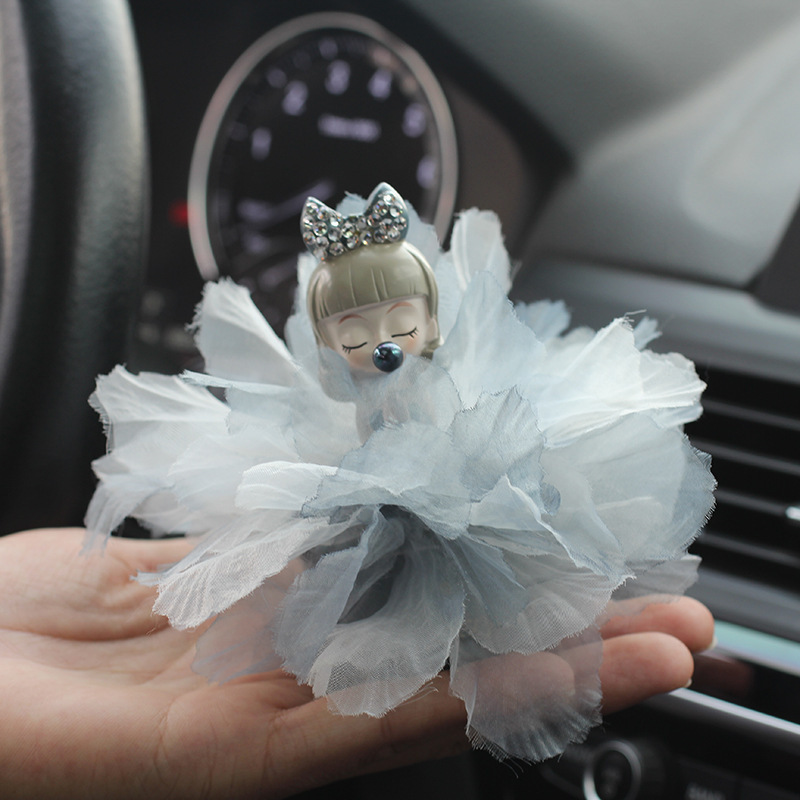 Vestido de novia hecho a mano burbuja niña suministros de coche decoración de coche decoración de coche niña linda princesa fan