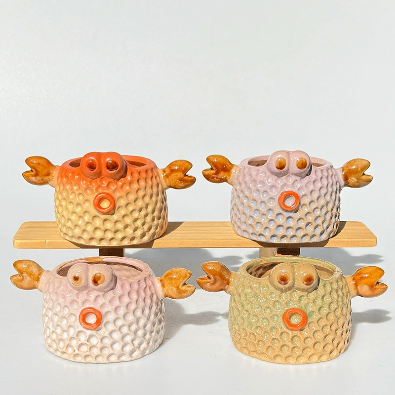 Мясо цветочный горшок животных креативный краб трансграничный TEMU прямые продажи простой дышащий керамический маленький цветочный горшок для дома оптом